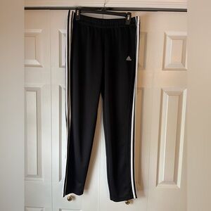 Women’s adidas black and white striped sport pants, size large